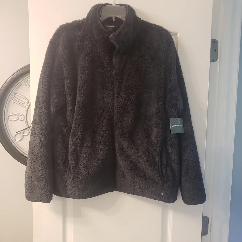 NWT Eddie Bauer teddy bear zip up jacket with pockets size XL - Picture 2 of 10